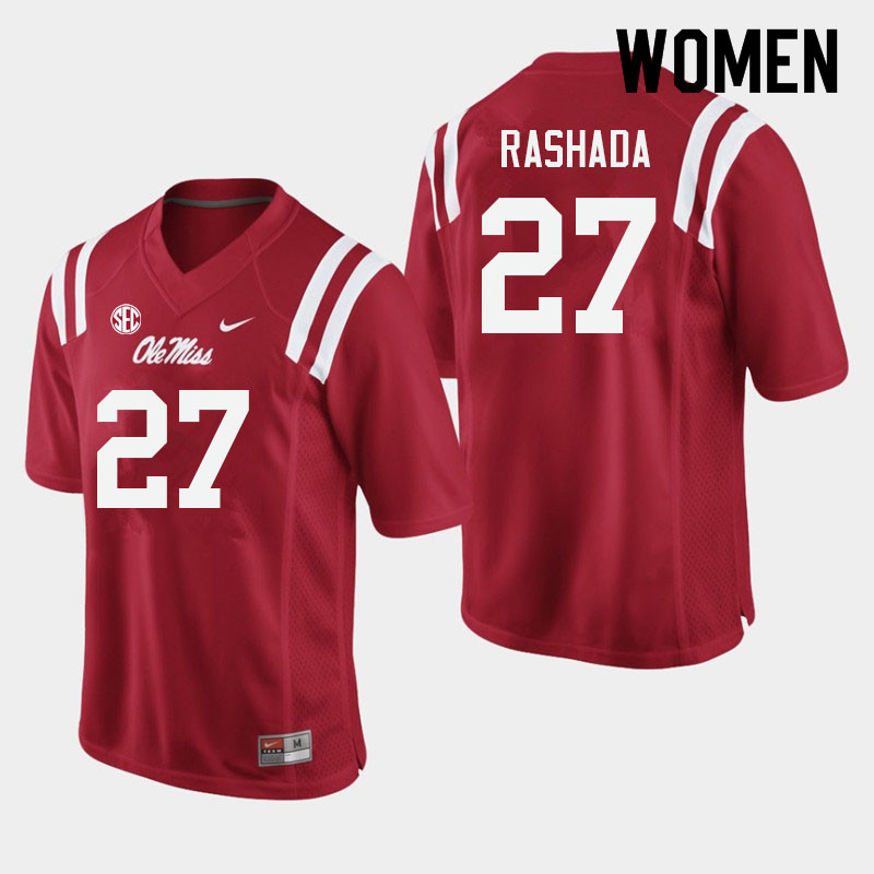 Women #27 Roman Rashada Ole Miss Rebels College Football Jerseys Sale-Red
